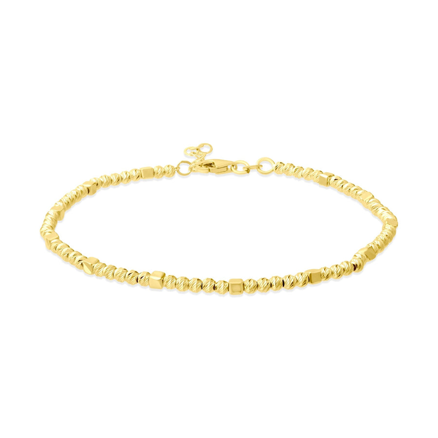 14ct Yellow Gold Diamond Cut Bead Station Bracelet - Kolié Fine Jewellery