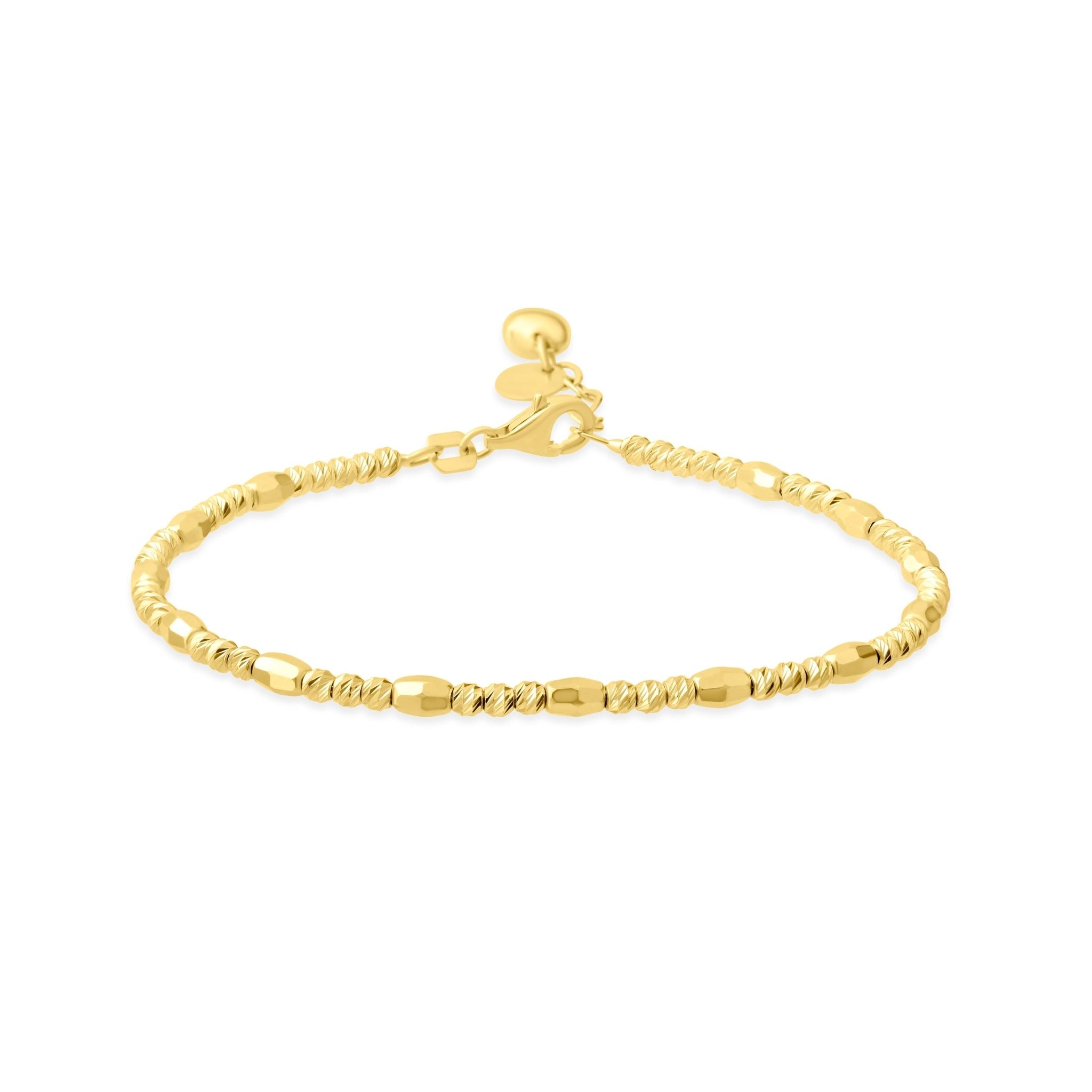 14ct Yellow Gold Diamond Cut & Polished Bead Station Bracelet - Kolié Fine Jewellery