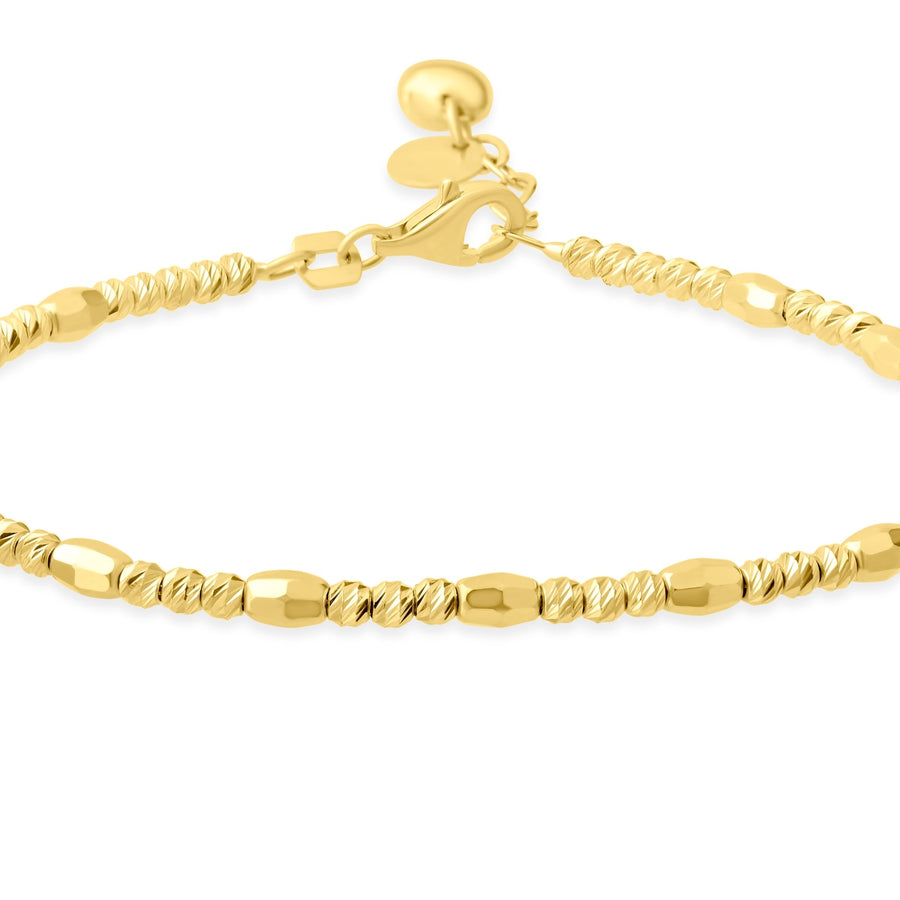 14ct Yellow Gold Diamond Cut & Polished Bead Station Bracelet - Kolié Fine Jewellery