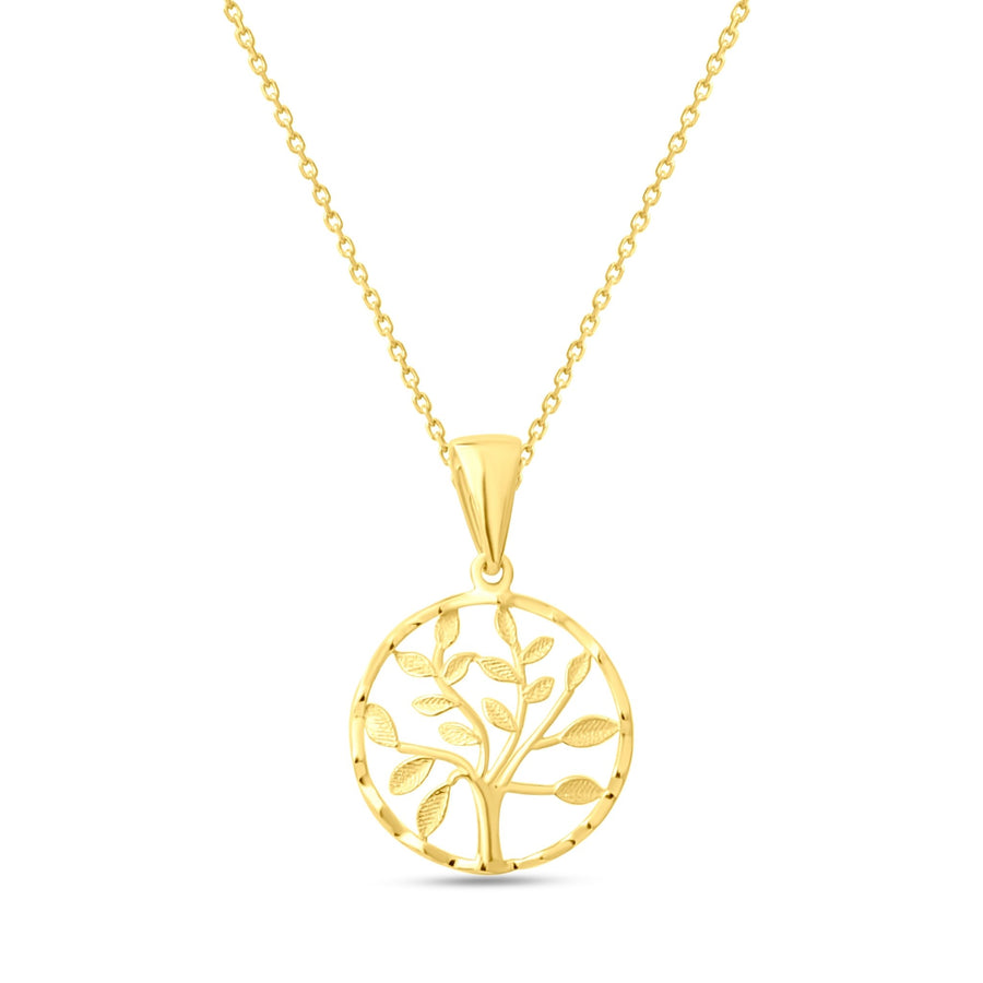14ct Yellow Gold Diamond Cut Tree of Life Pendant - Pendant Only - Kolié Fine Jewellery