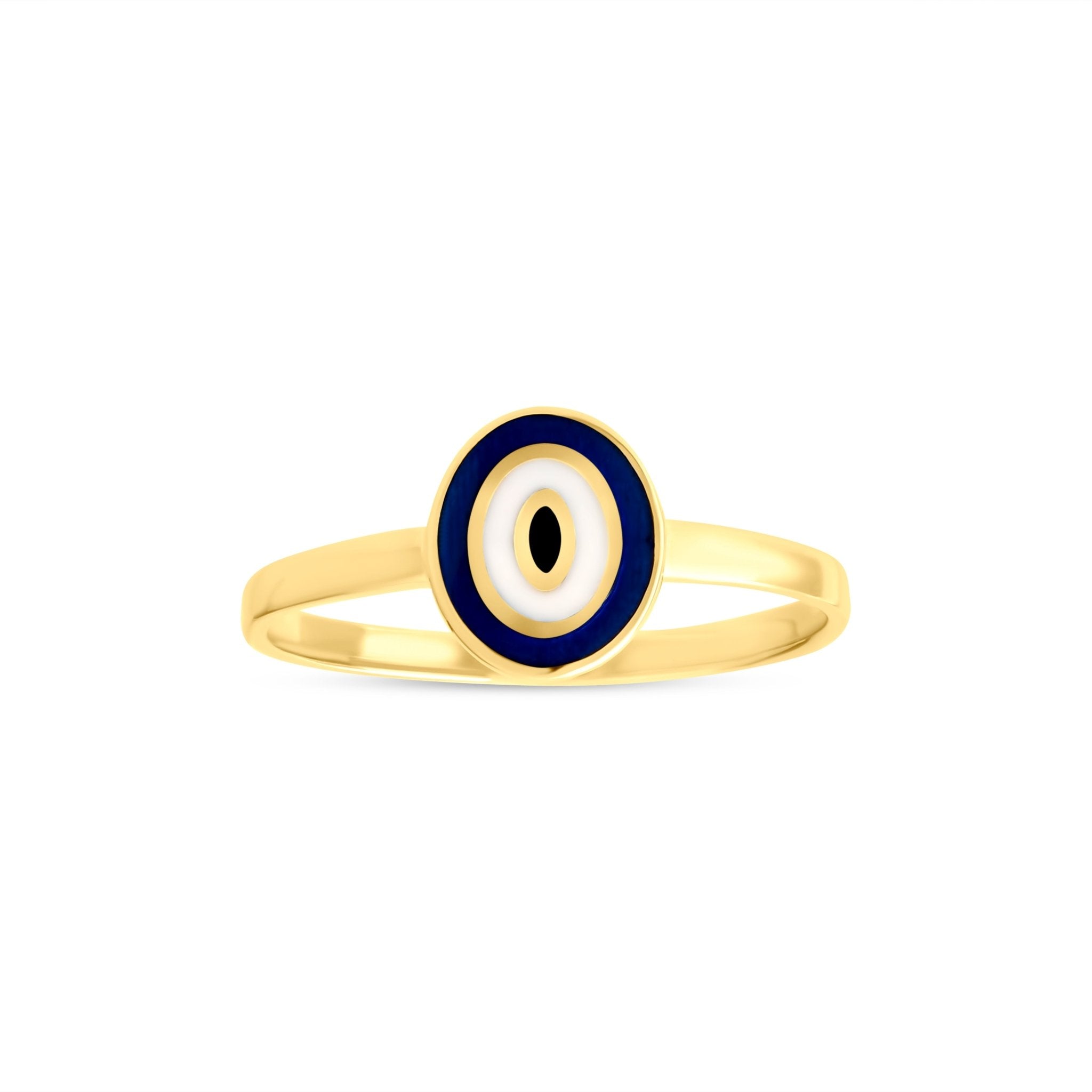14ct Yellow Gold Enamel Oval Evil Eye Ring - Kolié Fine Jewellery