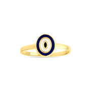 14ct Yellow Gold Enamel Oval Evil Eye Ring - Kolié Fine Jewellery