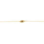 14ct Yellow Gold Evil Eye Bracelet with Cubic Zirconia Halo - Kolié Fine Jewellery