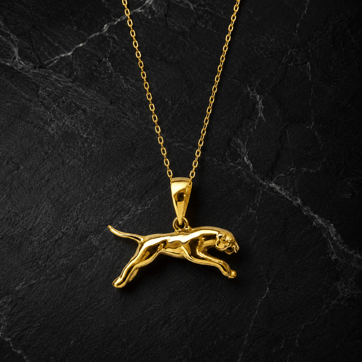 14ct Yellow Gold Leaping Panther Pendant - Kolié Fine Jewellery