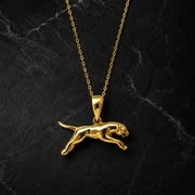 14ct Yellow Gold Leaping Panther Pendant - Kolié Fine Jewellery