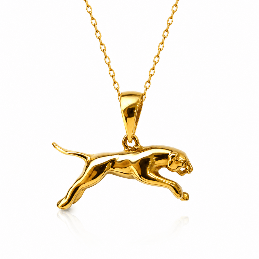 14ct Yellow Gold Leaping Panther Pendant - Kolié Fine Jewellery