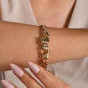 14ct Yellow Gold Panther Head Cuban Link Bracelet - Kolié Fine Jewellery