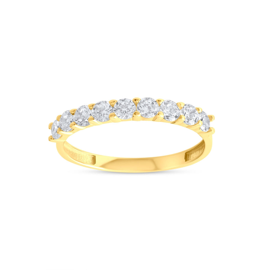 14ct Yellow Gold Round Brilliant Cubic Zirconia Half Eternity Ring - Kolié Fine Jewellery