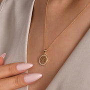 14ct Yellow Gold Small Tree of Life Pendant with Cubic Zirconia Halo - Pendant Only - Kolié Fine Jewellery