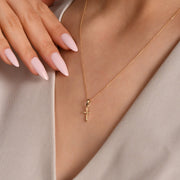 14ct Yellow Gold Tiny, Diamond Cut Cross Pendant - Pendant Only - Kolié Fine Jewellery