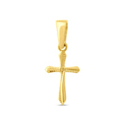 14ct Yellow Gold Tiny, Diamond Cut Cross Pendant - Pendant Only - Kolié Fine Jewellery