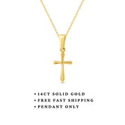 14ct Yellow Gold Tiny, Diamond Cut Cross Pendant - Pendant Only - Kolié Fine Jewellery