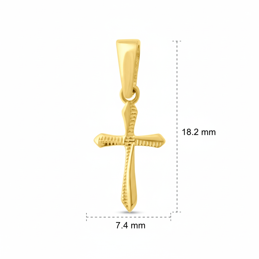 14ct Yellow Gold Tiny, Diamond Cut Cross Pendant - Pendant Only - Kolié Fine Jewellery