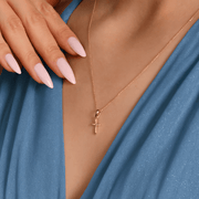 14ct Yellow Gold Tiny, Diamond Cut Cross Pendant - Pendant Only - Kolié Fine Jewellery