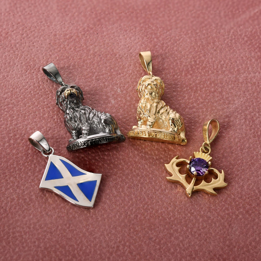 9ct Gold Greyfriars Bobby Pendant – Edinburgh’s Loyal Dog by Kolié Fine Jewellery