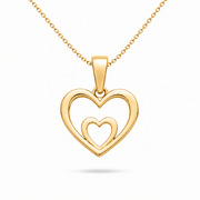 9ct Gold Double Heart Pendant • Solid Gold Heart Charm • Minimalist 9ct Gold Pendant • Real Yellow Gold Jewellery • Openwork Love Token Charm - Kolié Fine Jewellery