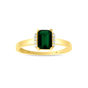 9ct Gold Emerald - Cut Gemstone Ring - Size P - Kolié Fine Jewellery