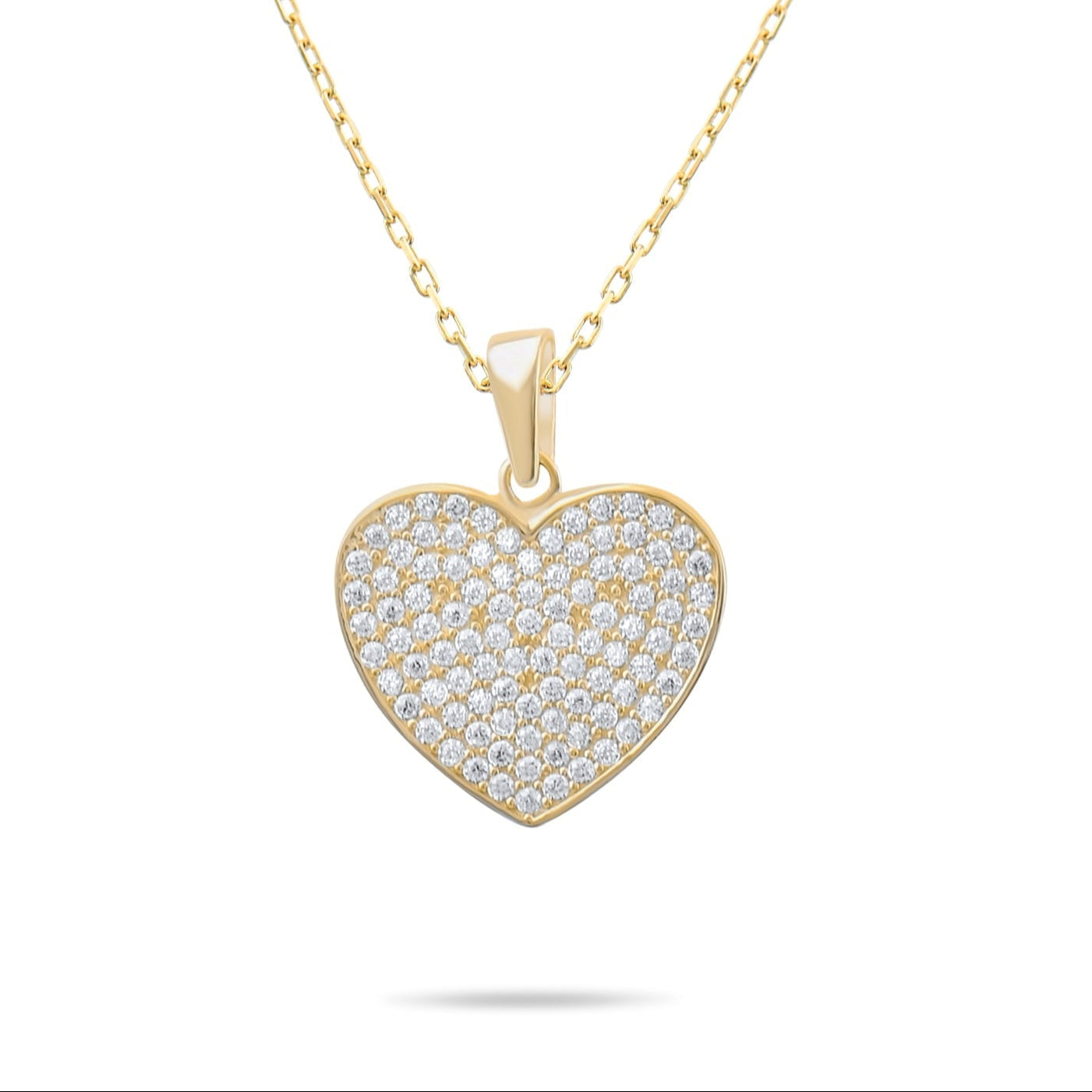 9ct Gold Heart Pendant Necklace with Cubic Zirconia | 42cm Chain | Christmas Gift for Women - Kolié