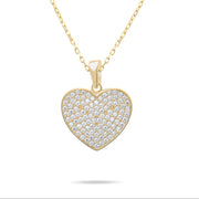 9ct Gold Heart Pendant Necklace with Cubic Zirconia | 42cm Chain | Christmas Gift for Women - Kolié