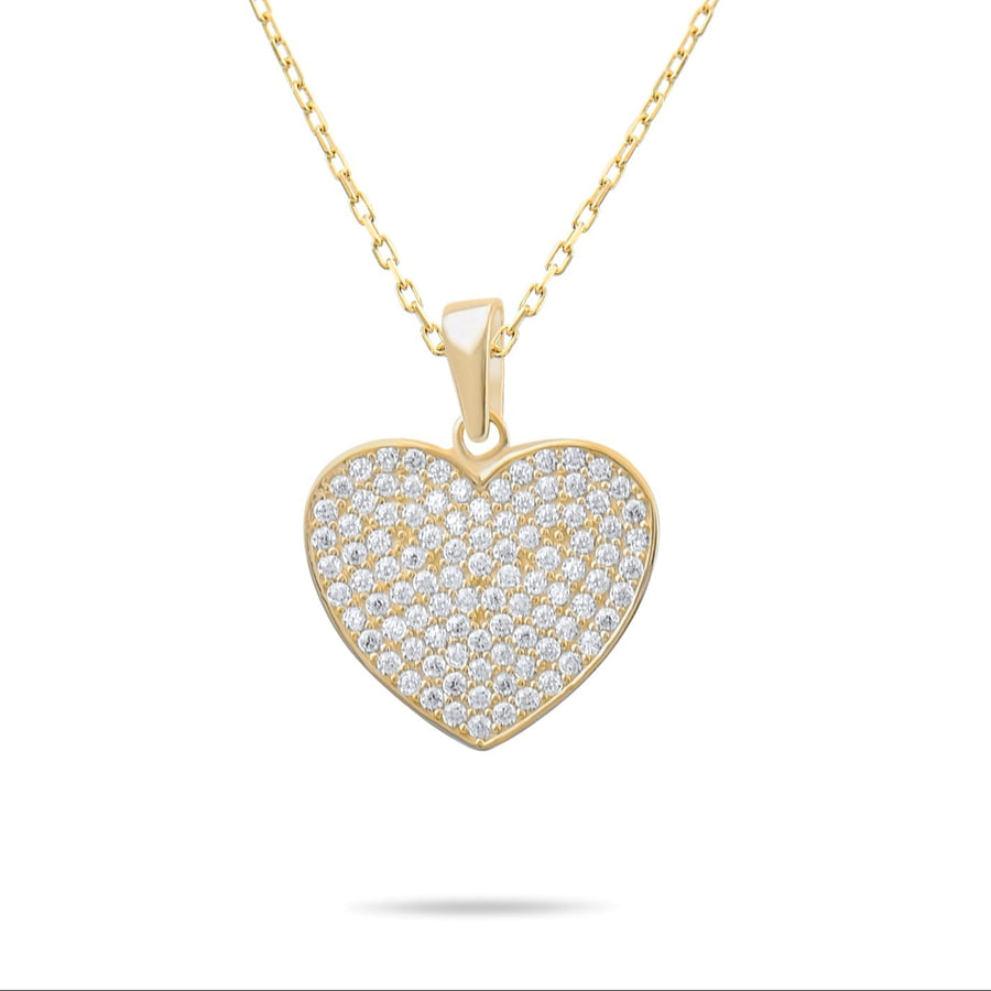 9ct Gold Heart Pendant Necklace with Cubic Zirconia | 42cm Chain | Christmas Gift for Women - Kolié