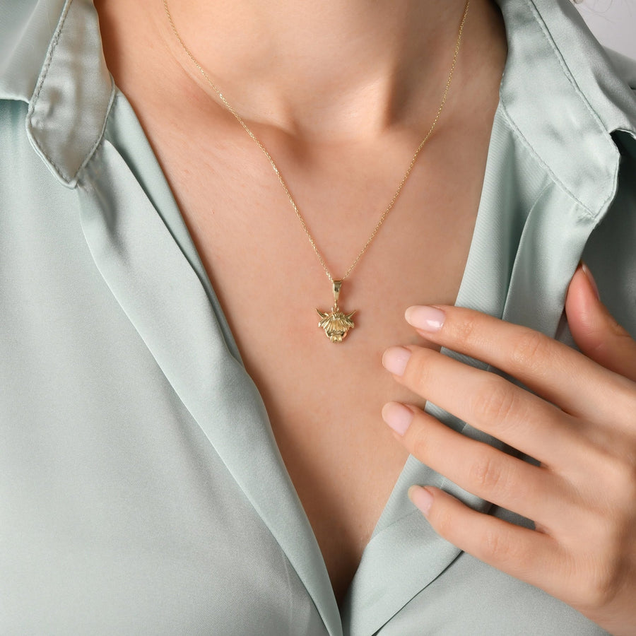 9ct Gold Highland Cow Pendant – Scottish Jewellery by Kolié Fine Jewellery - Pendant Only - Kolié