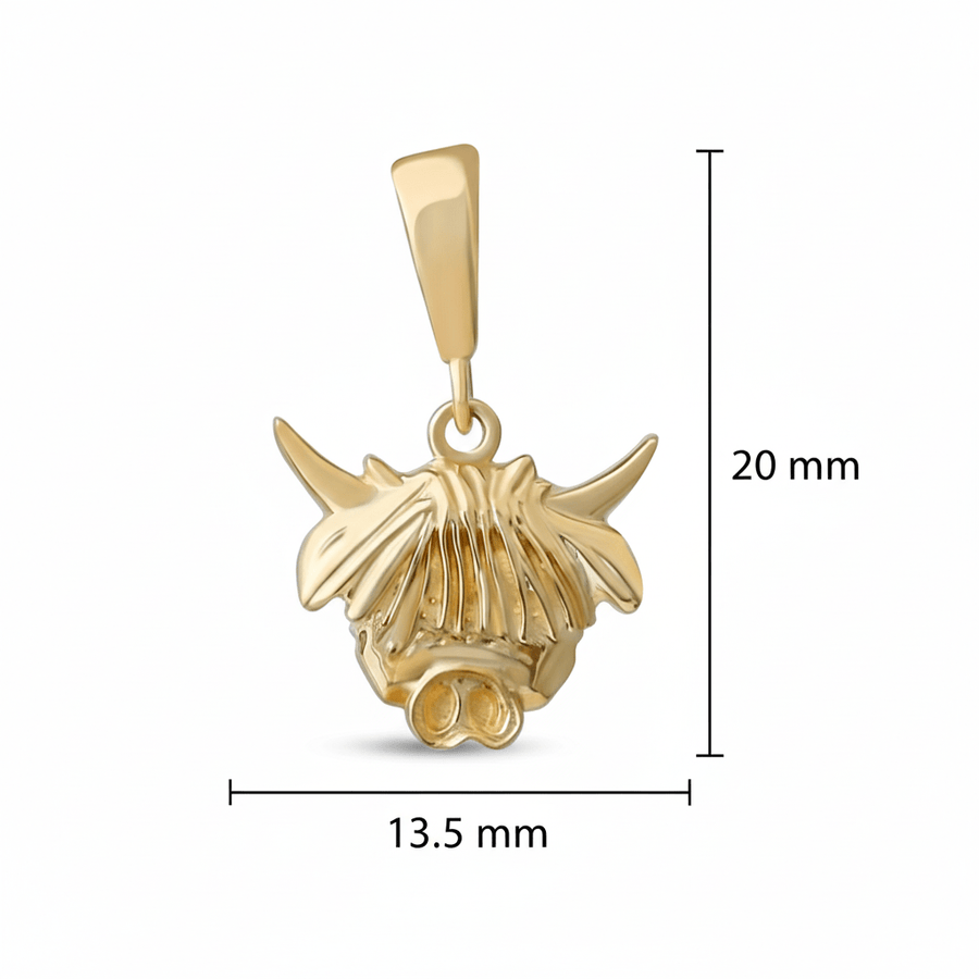 9ct Gold Highland Cow Pendant – Scottish Jewellery - Pendant Only - Kolié Fine Jewellery