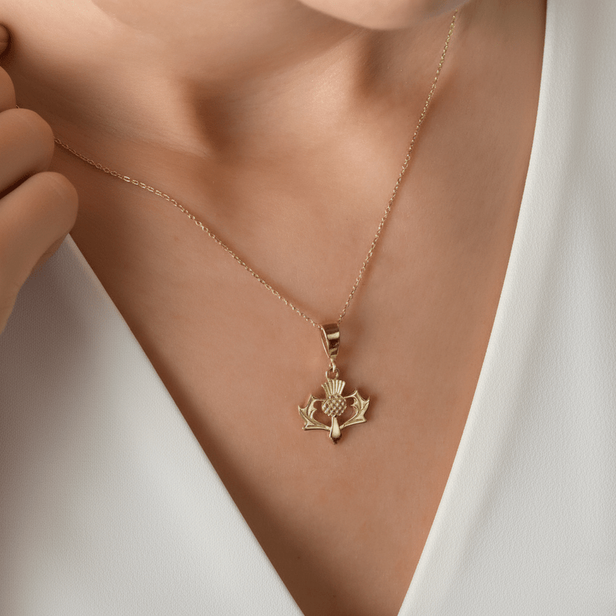 9ct Gold Large Thistle Pendant – Scottish Heritage Jewellery - Kolié Fine Jewellery