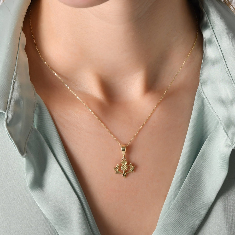 9ct Gold Large Thistle Pendant – Scottish Heritage Jewellery - Kolié