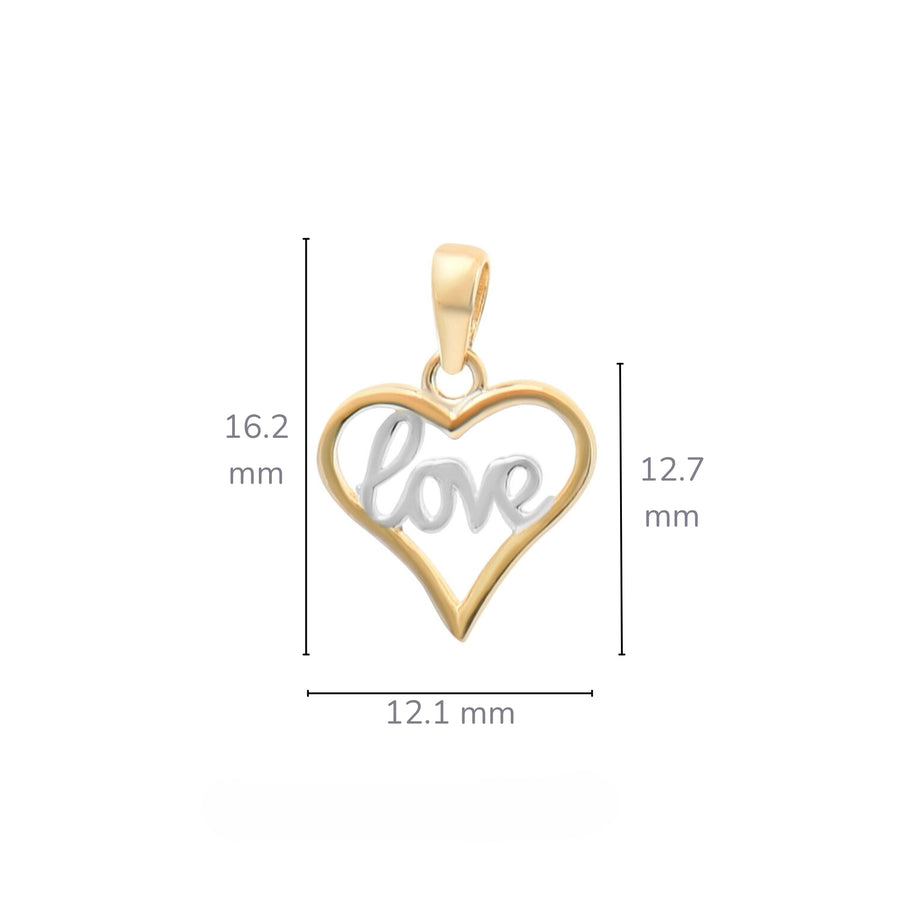 9ct Gold 'Love' Heart Pendant | Romantic Gold Heart Charm | Pendant Only - Kolié