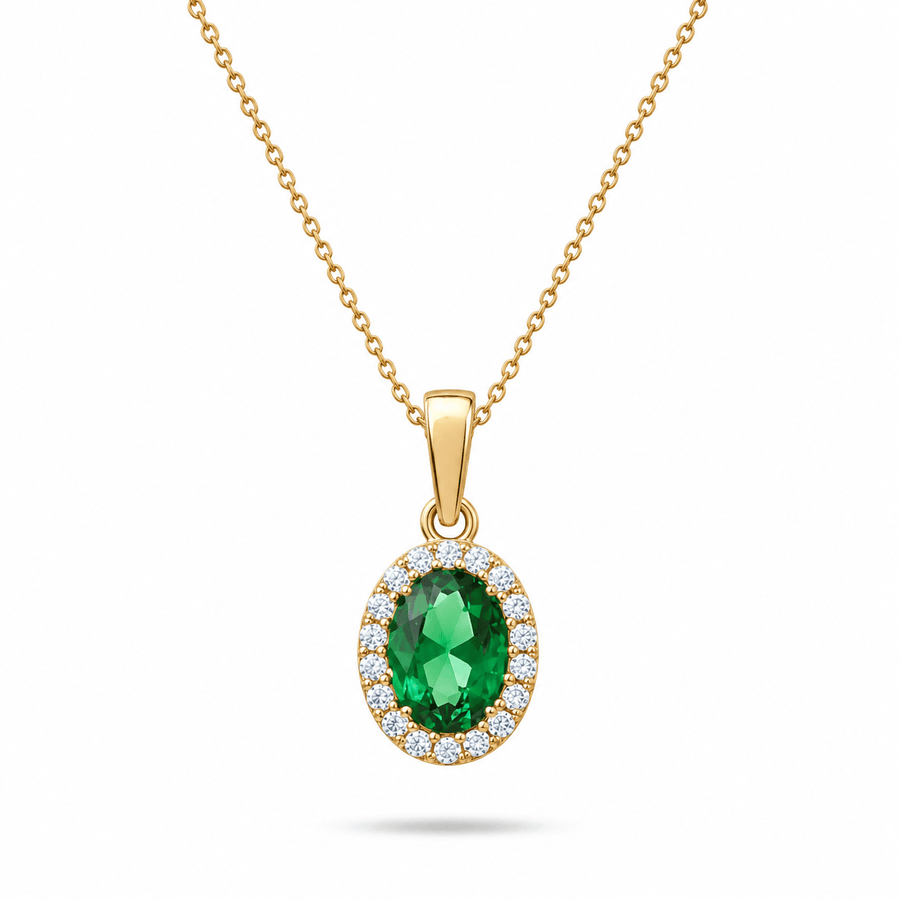9ct Gold Oval Emerald Green Pendant – Pendant Only - Kolié Fine Jewellery