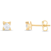 9ct Gold Solitaire Cubic Zirconia Earrings – Elegant Stud Earrings with Clear Stone - Kolié