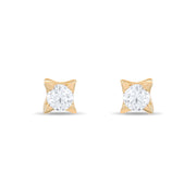 9ct Gold Solitaire Cubic Zirconia Earrings – Elegant Stud Earrings with Clear Stone - Kolié