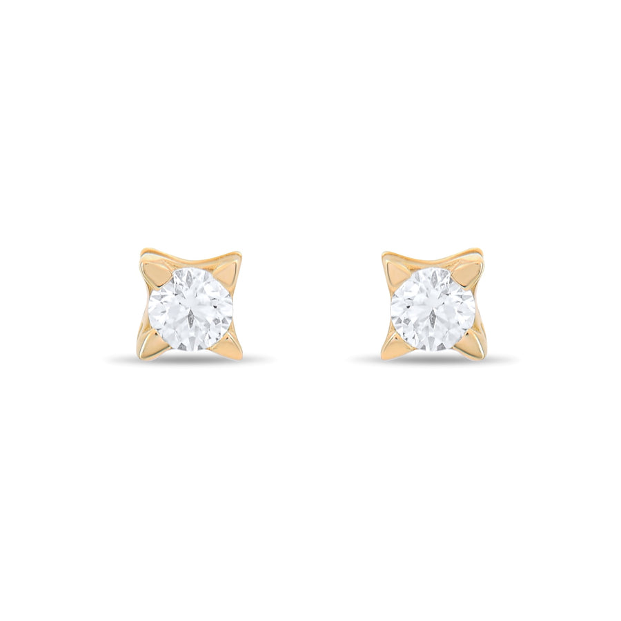 9ct Gold Solitaire Cubic Zirconia Earrings – Elegant Stud Earrings with Clear Stone - Kolié