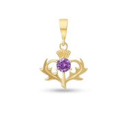 9ct Gold Thistle Pendant with Cubic Zirconia – Fine Scottish Jewellery - Kolié