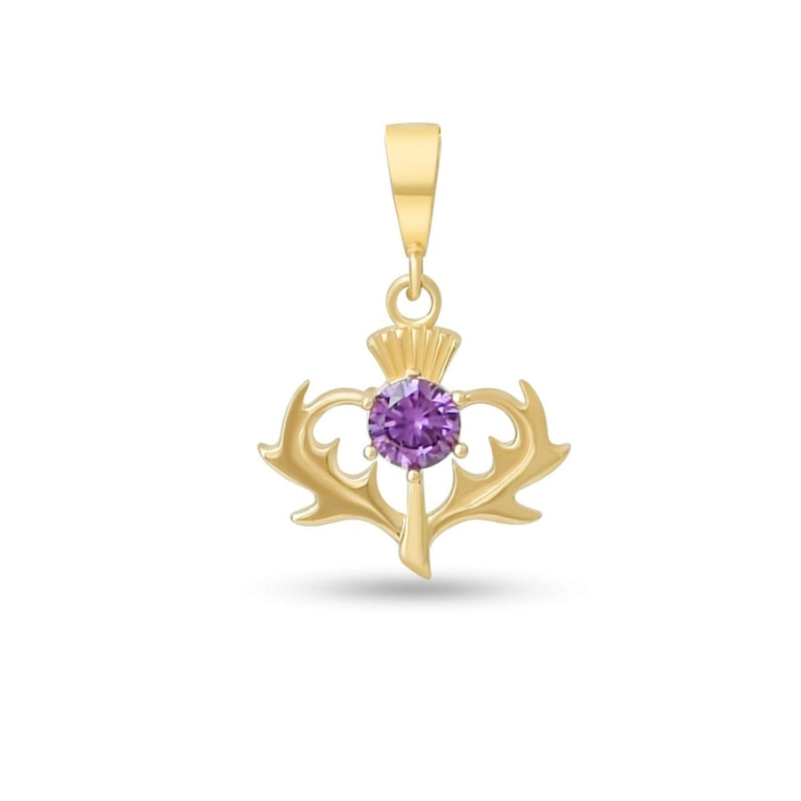 9ct Gold Thistle Pendant with Cubic Zirconia – Fine Scottish Jewellery - Kolié