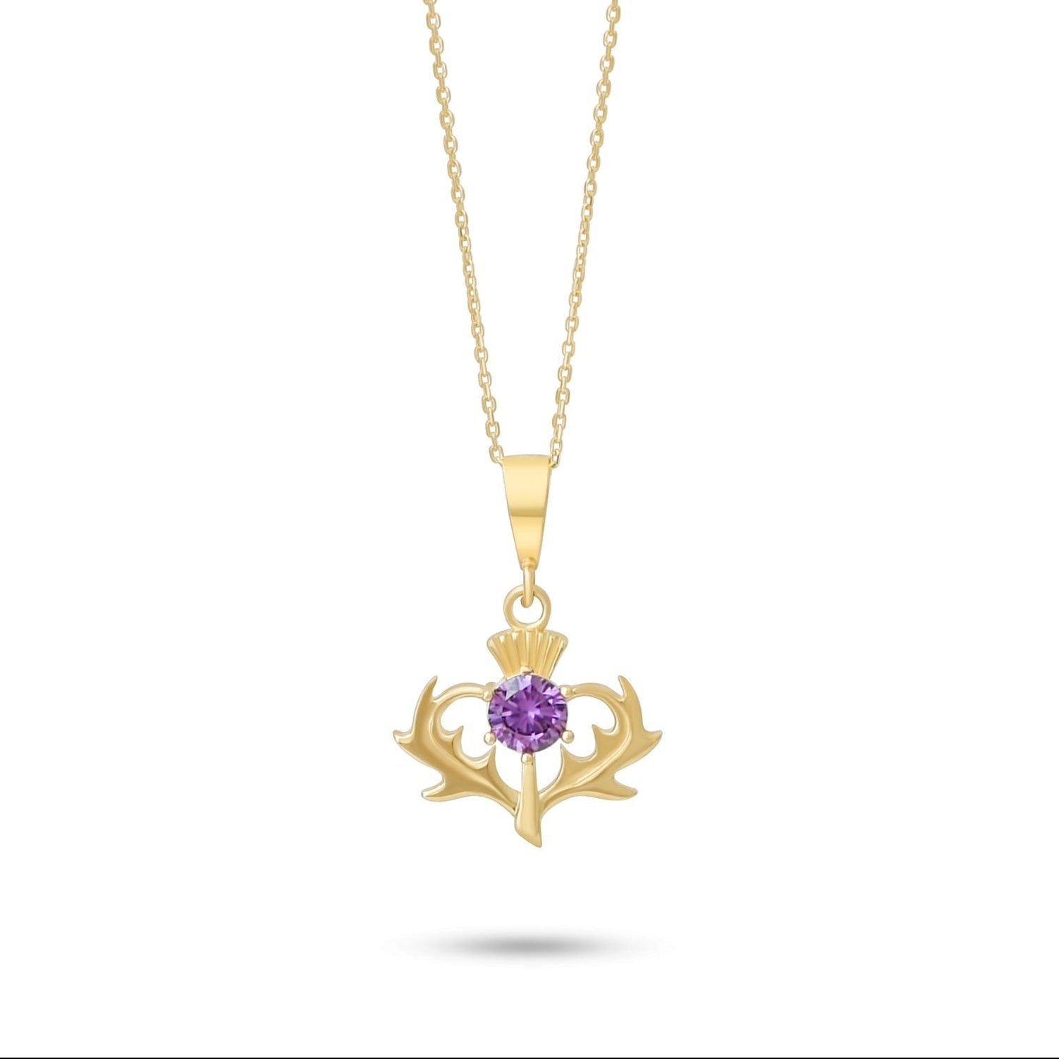 9ct Gold Thistle Pendant with Cubic Zirconia – Fine Scottish Jewellery - Kolié