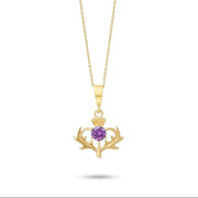 9ct Gold Thistle Pendant with Cubic Zirconia – Fine Scottish Jewellery - Kolié