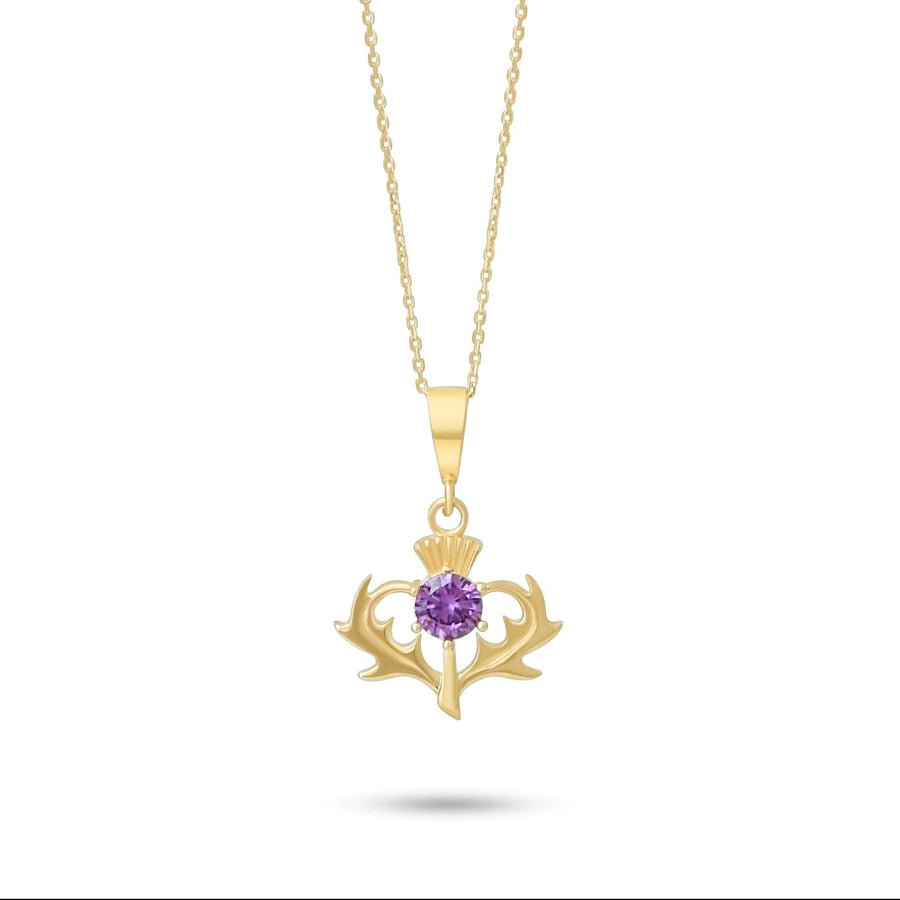 9ct Gold Thistle Pendant with Cubic Zirconia – Fine Scottish Jewellery - Kolié