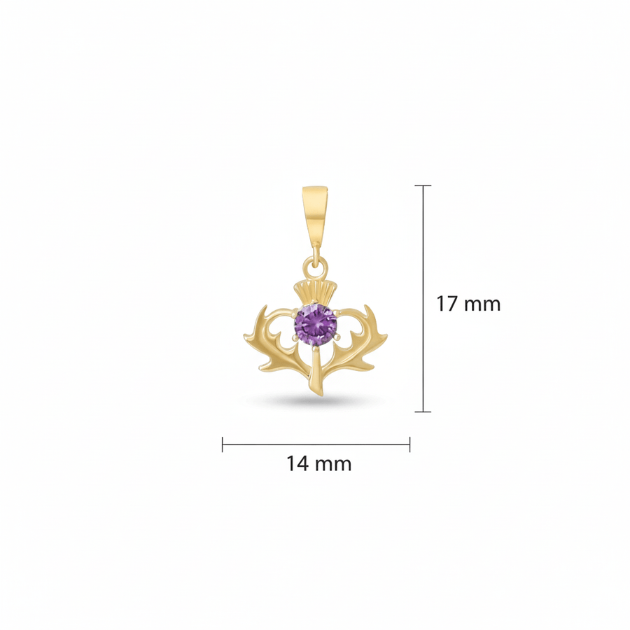 9ct Gold Thistle Pendant with Cubic Zirconia – Fine Scottish Jewellery - Kolié Fine Jewellery
