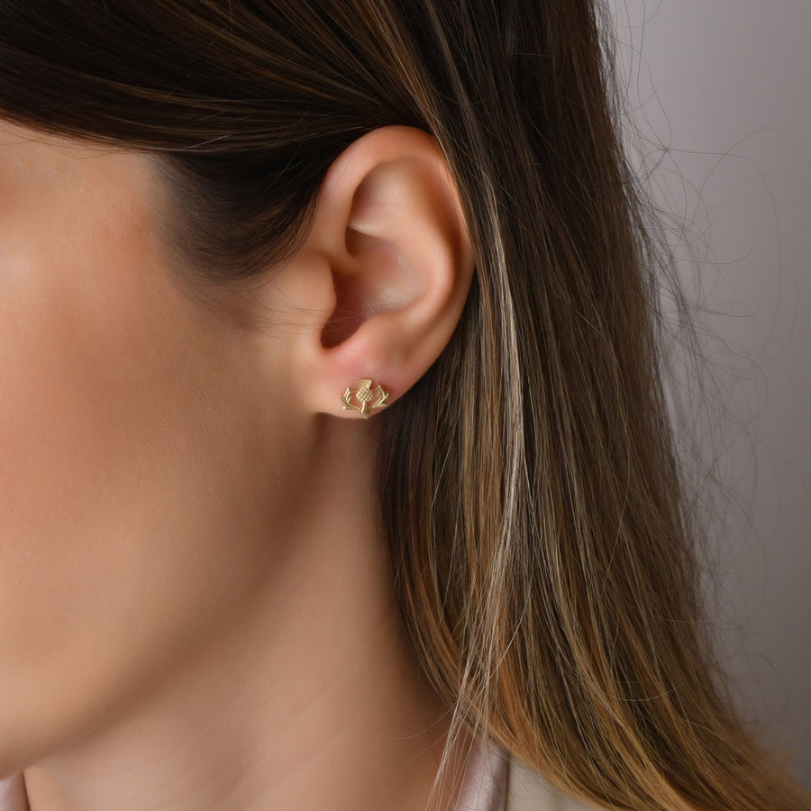 9ct Gold Thistle Stud Earrings – Scottish Jewellery by Kolié Fine Jewellery Edinburgh - Kolié