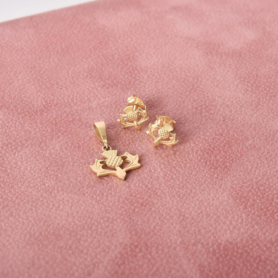 9ct Gold Thistle Stud Earrings – Scottish Jewellery by Kolié Fine Jewellery Edinburgh - Kolié