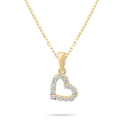 9ct Gold Tiny Open Heart Necklace with Cubic Zirconia | Delicate 42cm Chain | Elegant Gift for Women - Kolié