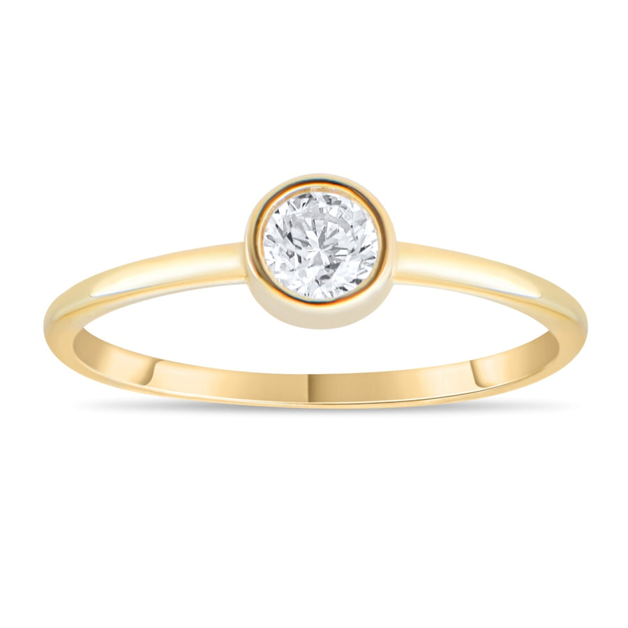 9ct Solid Gold Modern Solitaire Zirconia Ring - Simplistic Beauty - Kolié