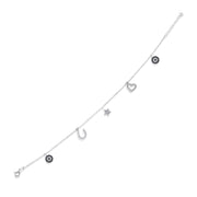 9ct White Gold Charm Bracelet • CZ Star & Heart Charms - Kolié Fine Jewellery