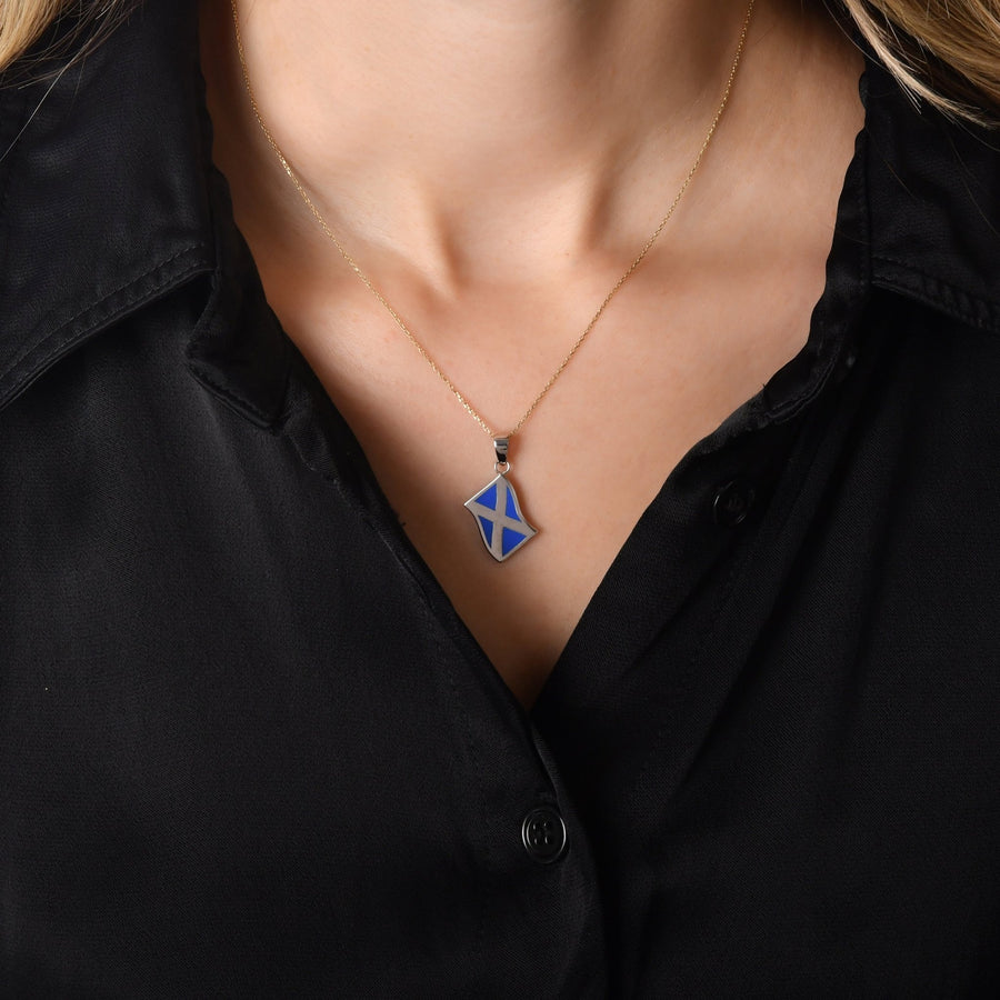 9ct White Gold Scottish Flag Pendant – St. Andrew’s Cross by Kolié Edinburgh - Kolié