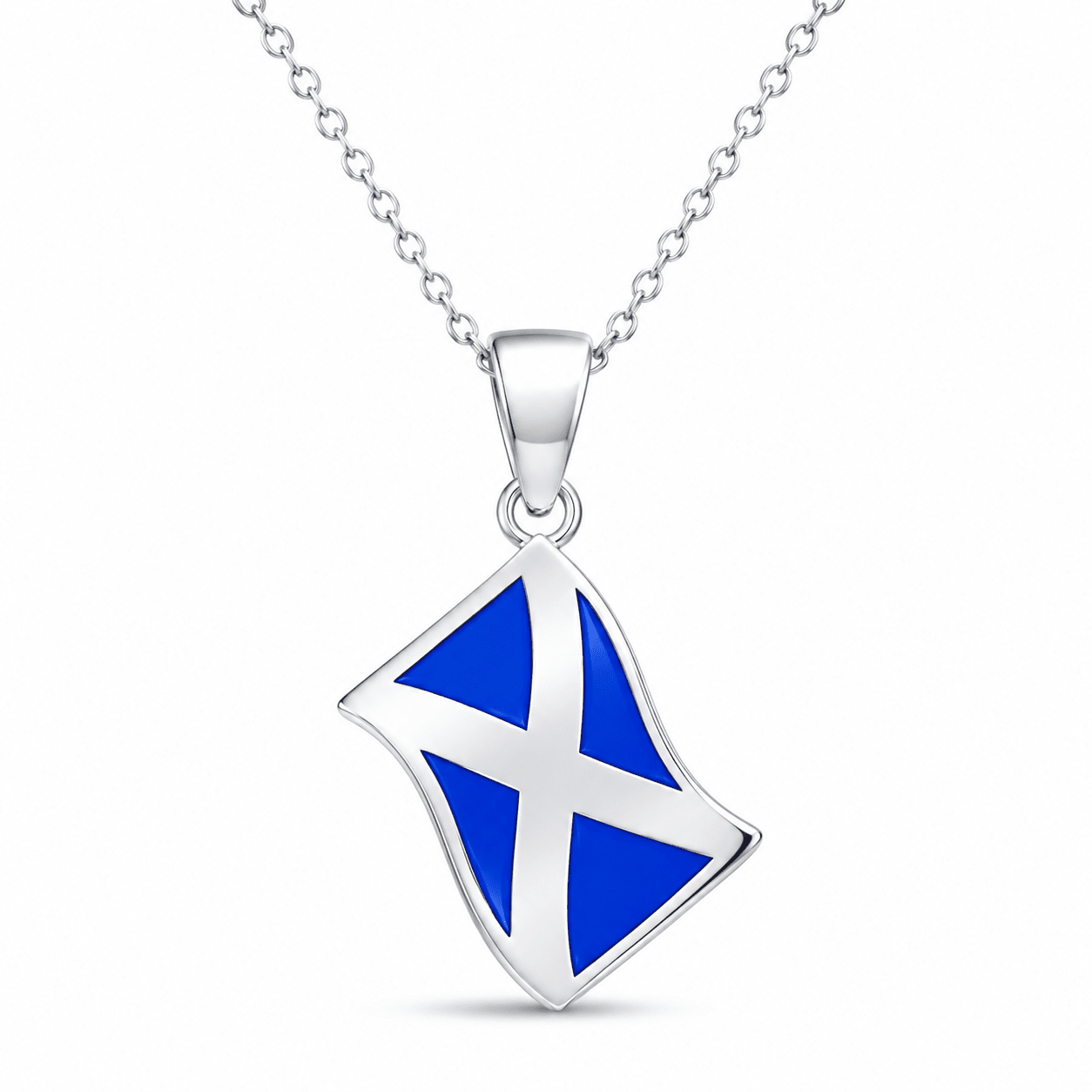 9ct White Gold Scottish Flag Pendant – St. Andrew’s Cross by Kolié Edinburgh - Kolié Fine Jewellery