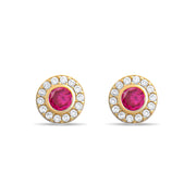9ct Yellow Gold Earrings with Ruby CZ - Radiant Allure - Kolié