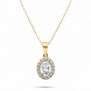 9ct Yellow Gold Oval CZ Pendant - Kolié Fine Jewellery