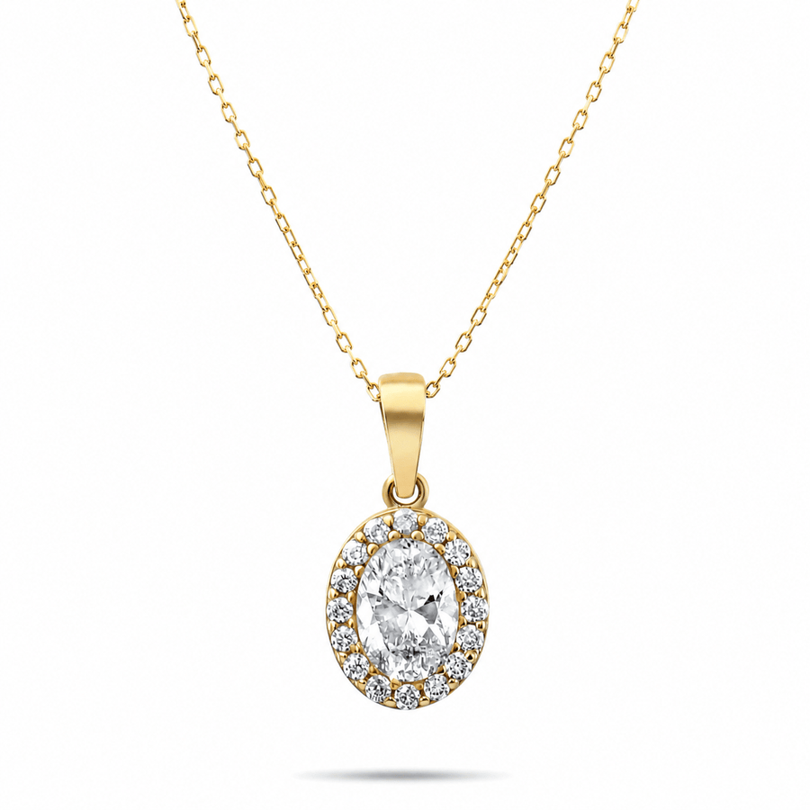 9ct Yellow Gold Oval CZ Pendant - Kolié Fine Jewellery