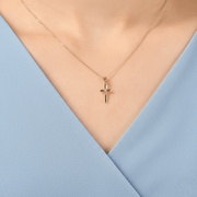 9ct/14ct Gold Minimalist, Tiny Cross Pendant – Pendant Only - Kolié Fine Jewellery
